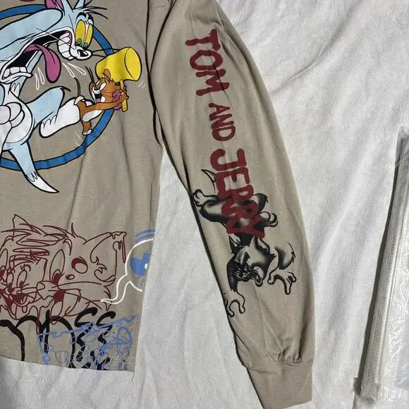 Tom & Jerry Grafitti All Over Graphic Long Sleeve T-Shirt Unisex Size Small - Picture 3 of 11